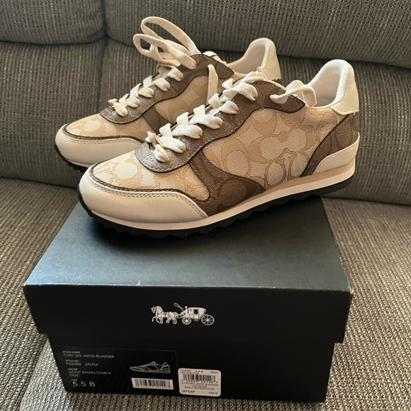Coach Cream and Brown Patterned Sneakers - Picture 1 of 4